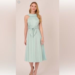 Adrianna Papell Satin Crepe Midi Fit & Flare Dress